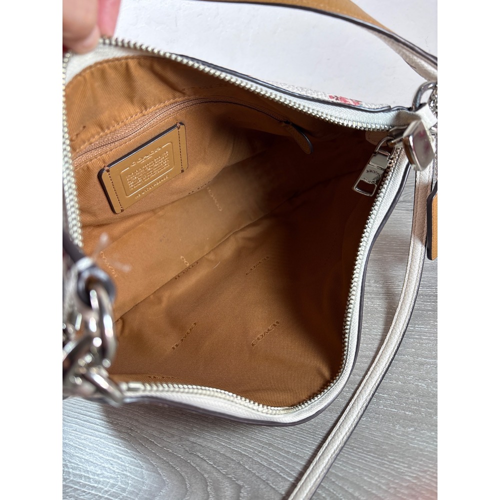 Coach Chelsea Crossbody Bag White Pebble Leather Rose Floral Print - Picture 6 of 8